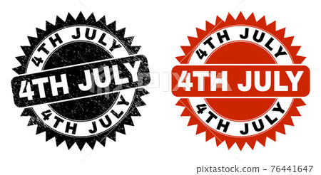 4TH JULY Black Rosette Stamp with Grunge Style 4TH JULY Black Rosette Stamp with Grunge Style 76441647