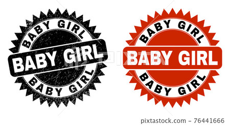 BABY GIRL Black Rosette Stamp with Corroded Surface 76441666