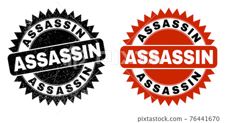 ASSASSIN Black Rosette Stamp with Unclean Texture 76441670