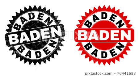 BADEN Black Rosette Seal with Grunged Style - Stock Illustration ...