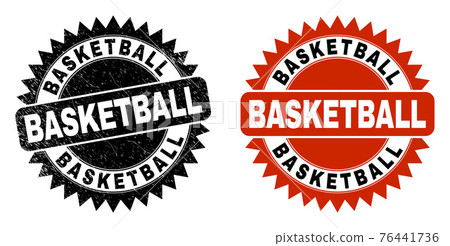 BASKETBALL Black Rosette Stamp with Unclean Style - Stock Illustration ...