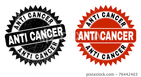 ANTI CANCER Black Rosette Seal with Grunge Texture ANTI CANCER Black Rosette Seal with Grunge Texture 76442483