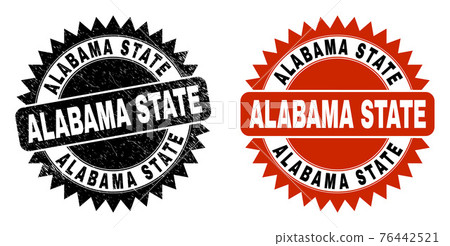 ALABAMA STATE Black Rosette Stamp Seal with... - Stock Illustration ...