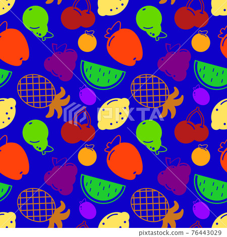 Flat fruits seamless pattern. Vector flat... - Stock Illustration ...