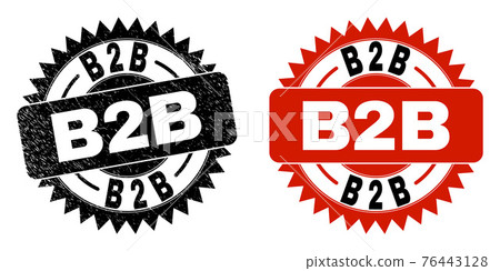 B2B Black Rosette Seal with Grunge Style - Stock Illustration [76443128 ...