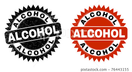 ALCOHOL Black Rosette Seal with Corroded Surface - Stock Illustration ...