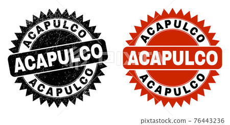 ACAPULCO Black Rosette Stamp with Scratched... - Stock Illustration ...