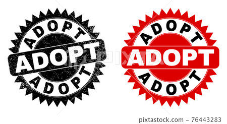 ADOPT Black Rosette Seal with Unclean Surface - Stock Illustration ...