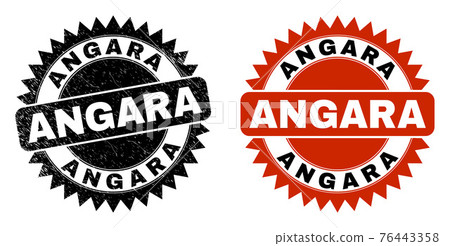 ANGARA Black Rosette Stamp Seal with Grunge Style - Stock Illustration ...