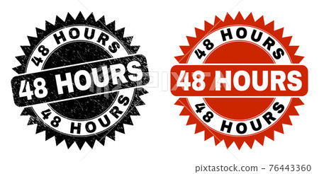 48 HOURS Black Rosette Seal with Corroded Texture - Stock Illustration ...