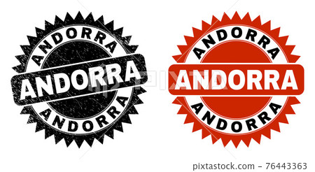 ANDORRA Black Rosette Stamp Seal with Grunge... - Stock Illustration ...