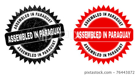 ASSEMBLED IN PARAGUAY Black Rosette Stamp with Rubber Style ASSEMBLED IN PARAGUAY Black Rosette Stamp with Rubber Style 76443872