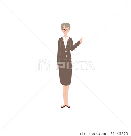 穿西裝的老婦人指著她的手指 穿西裝的老婦人指著她的手指 76443873