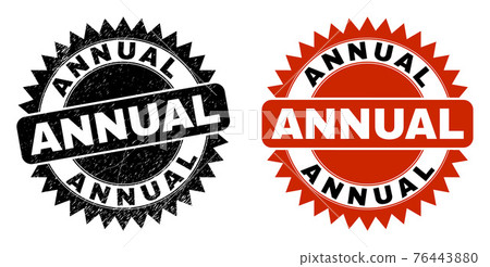 ANNUAL Black Rosette Seal with Grunge Style ANNUAL Black Rosette Seal with Grunge Style 76443880