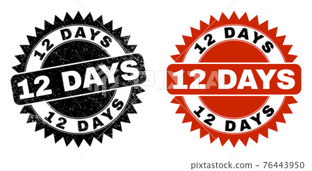 12 DAYS Black Rosette Seal with Grunged Texture 12 DAYS Black Rosette Seal with Grunged Texture 76443950