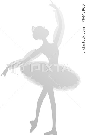 灰色剪影芭蕾舞女演員漸變 76443969