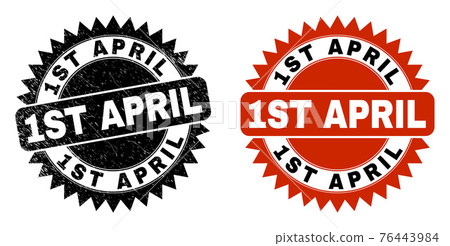 1ST APRIL Black Rosette Stamp with Grunged Surface-插圖素材 [76443984 ...