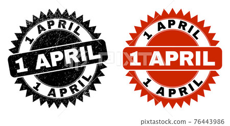 1 APRIL Black Rosette Stamp with Distress Surface - Stock Illustration ...