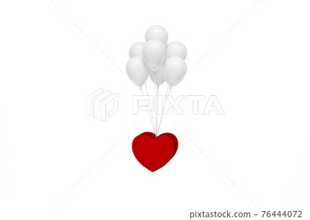 Outstanding metallic glossy red heart with white balloons floating on white background 3d rendering. 3d illustration true love and Valentines Day greeting card minimal concept. Outstanding metallic glossy red heart with white balloons floating on white background 3d rendering. 3d illustration true love and Valentines Day greeting card minimal concept. 76444072