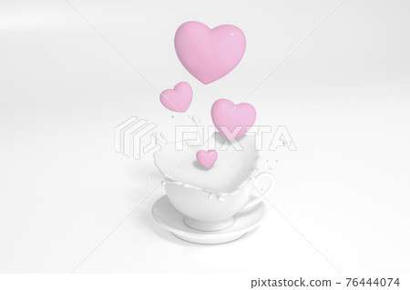 Many pastel pink Hearts floating on the splash some drink water with white background 3d rendering. 3d illustration morning of Love and Valentines Day greeting card template minimal concept. Many pastel pink Hearts floating on the splash some drink water with white background 3d rendering. 3d illustration morning of Love and Valentines Day greeting card template minimal concept. 76444074