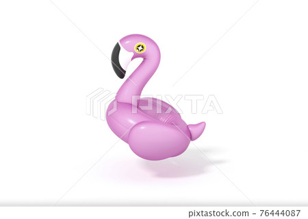 Pink Flamingo float, tropical bird shape inflatable swimming pool ring on white background 3d rendering. 3d illustration Summer minimal concept. Pink Flamingo float, tropical bird shape inflatable swimming pool ring on white background 3d rendering. 3d illustration Summer minimal concept. 76444087