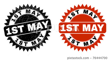 1ST MAY Black Rosette Stamp with Grunged Surface - Stock Illustration ...