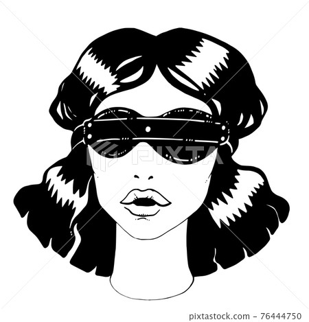 Attractive elegant vintage BDSM girl in blindfold. Attractive elegant vintage BDSM girl in blindfold. 76444750