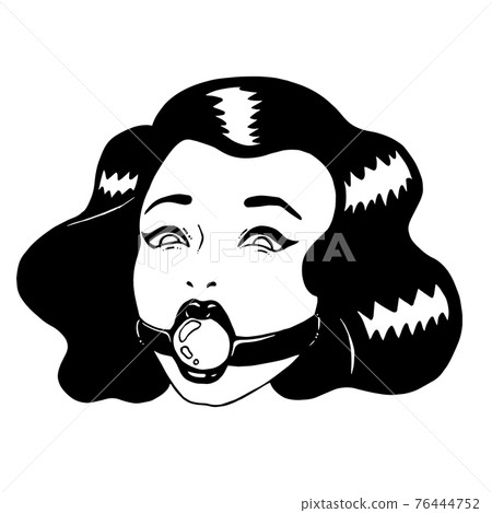Attractive elegant vintage BDSM girl with ball gag. Bondage girl 76444752