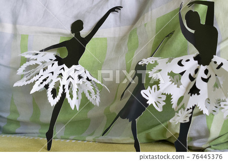Ballet dancer silhouette, beautiful ballerina made in paper 76445376