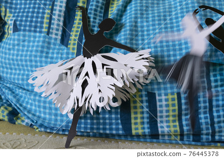 Ballet dancer silhouette, beautiful ballerina made in paper 76445378