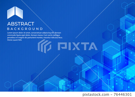 Hexagon vector abstract background, science, futuristic, energy technology concept. Glowing digital, polygon and lines with blue light. Design template for brochures, flyers, vector illustration Hexagon vector abstract background, science, futuristic, energy technology concept. Glowing digital, polygon and lines with blue light. Design template for brochures, flyers, vector illustration 76446301