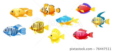 Set cartoon Funny fish vector characters.... - Stock Illustration  [76447511] - PIXTA