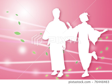 浴衣插圖剪影情侶 10 風閃光紅色/粉紅色 浴衣插圖剪影情侶 10 風閃光紅色/粉紅色 76448463