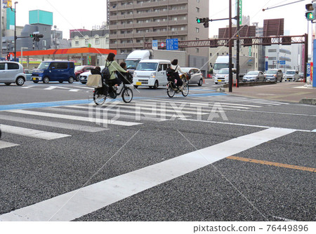 Intersection road with pedestrian crossing Intersection road with pedestrian crossing 76449896