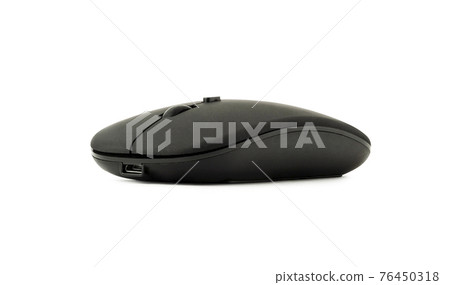 wireless black mouse isolated on white background 76450318