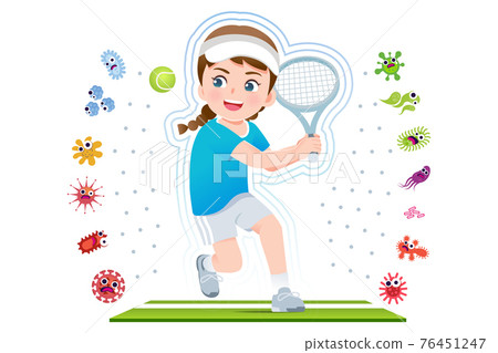 European girl play tennis to good healthy. 76451247