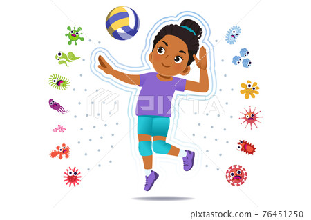 African girl play volleyball to good healthy. 76451250