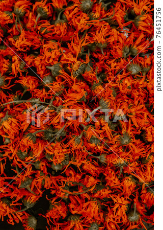 Medicinal herbal dried plants marigold, orange calendula. Medicinal herbal dried plants marigold, orange calendula. 76451756