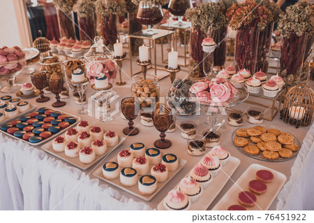 Sweet pastries desserts. Dinner Catering. Concept wedding birthday 76451922