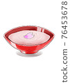 Sake with cherry blossom petals in a sake cup during cherry blossom viewing 76453678