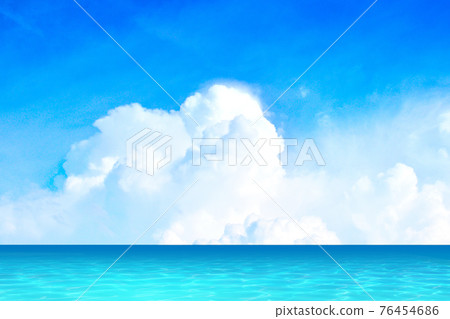 A resort area with a marine blue sea, summer image background material A resort area with a marine blue sea, summer image background material 76454686
