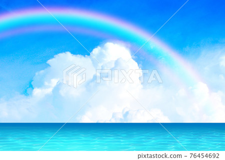 一片海洋藍海的度假區 夏日形象背景素材 插圖素材 圖庫