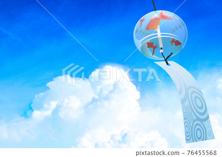 Edo wind chime summer sky image material 76455568