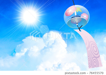Edo wind chime summer sky image material 76455570