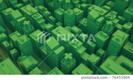Futuristic green city with skyscrapers. Abstract isometric city. 3d illustration 76455904