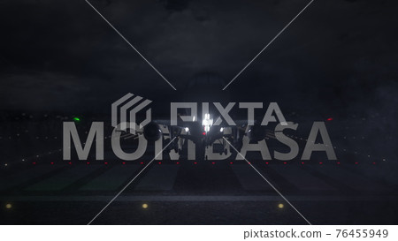 MOMBASA city name and airplane taking off from the airport at night. 3d rendering 76455949