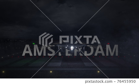 Airplane taking off from the airport with AMSTERDAM city name, 3d rendering Airplane taking off from the airport with AMSTERDAM city name, 3d rendering 76455950