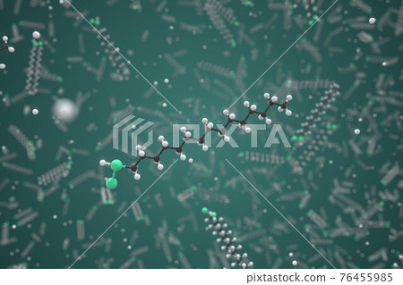Molecule of chloracetyl chloride, ball-and-stick molecular model. Scientific 3d rendering Molecule of chloracetyl chloride, ball-and-stick molecular model. Scientific 3d rendering 76455985