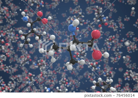 Isoleucine molecule made with balls, scientific molecular model. Chemical 3d rendering 76456014