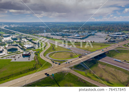 Above transport junction road aerial view with car movement transport industry near Fairview Heights Illinois US Above transport junction road aerial view with car movement transport industry near Fairview Heights Illinois US 76457845